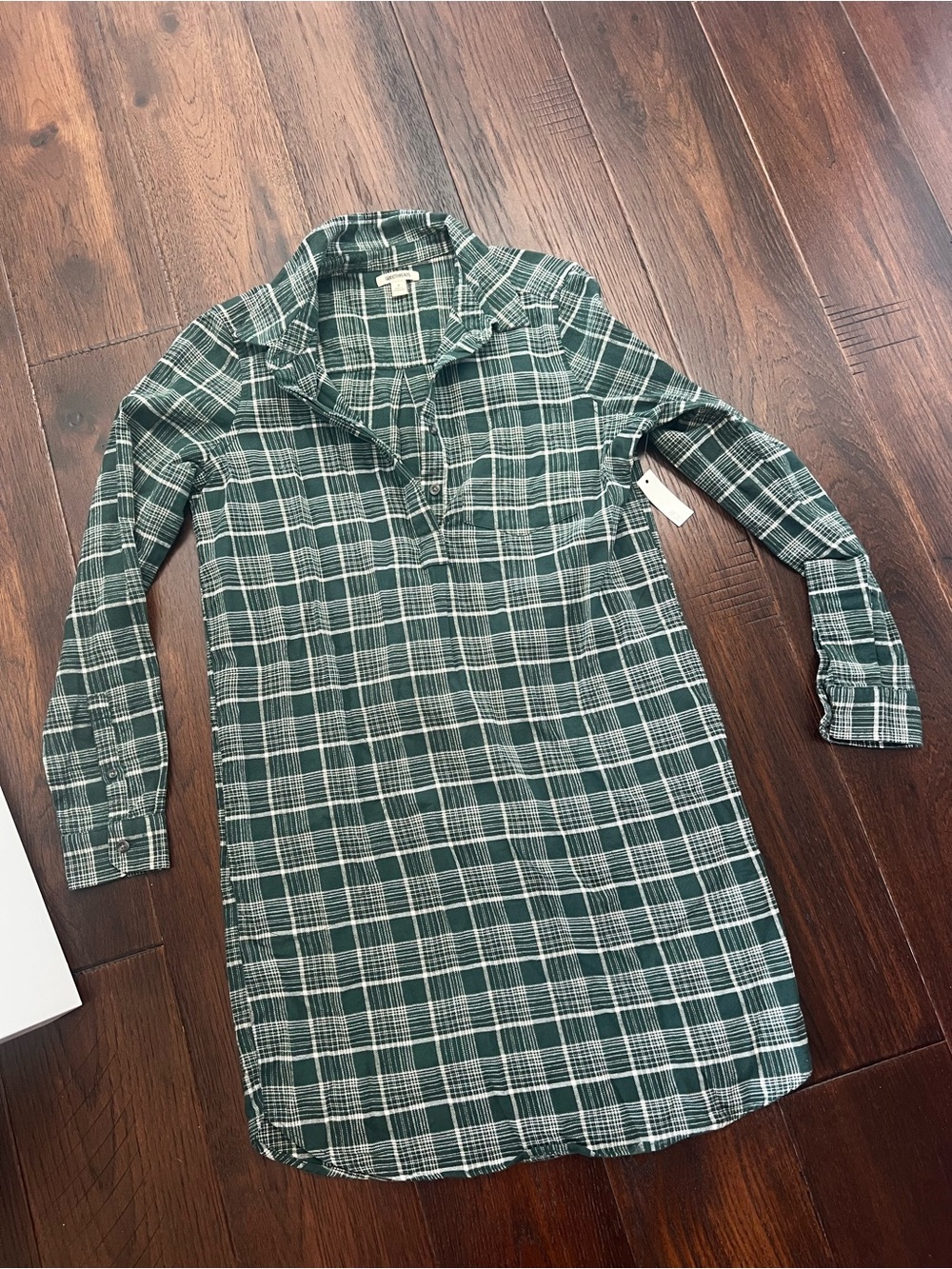 Goodthreads Green and White Plaid Shirt Dress